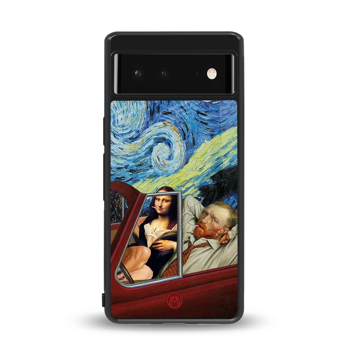 mona lisa x van gogh back phone cover | glass case for google pixel 6