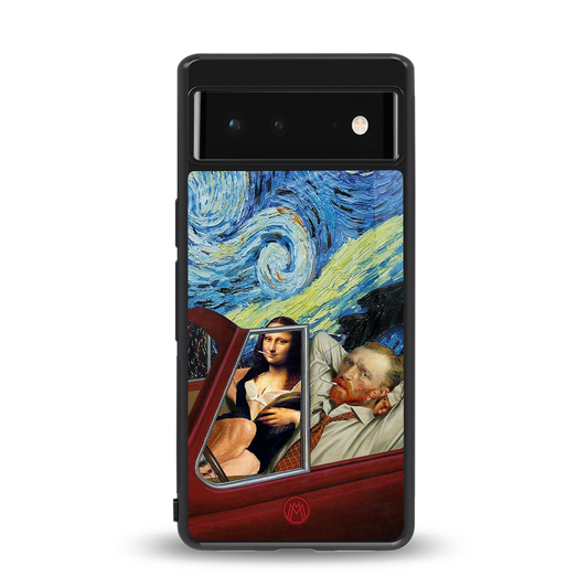 mona lisa x van gogh back phone cover | glass case for Google Pixel 6A