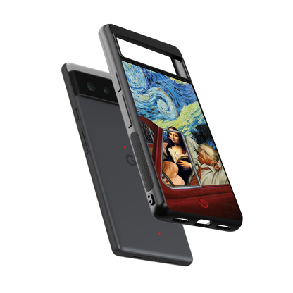 mona lisa x van gogh back phone cover | glass case for Google Pixel 6A