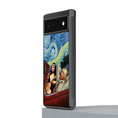 mona lisa x van gogh back phone cover | glass case for google pixel 6
