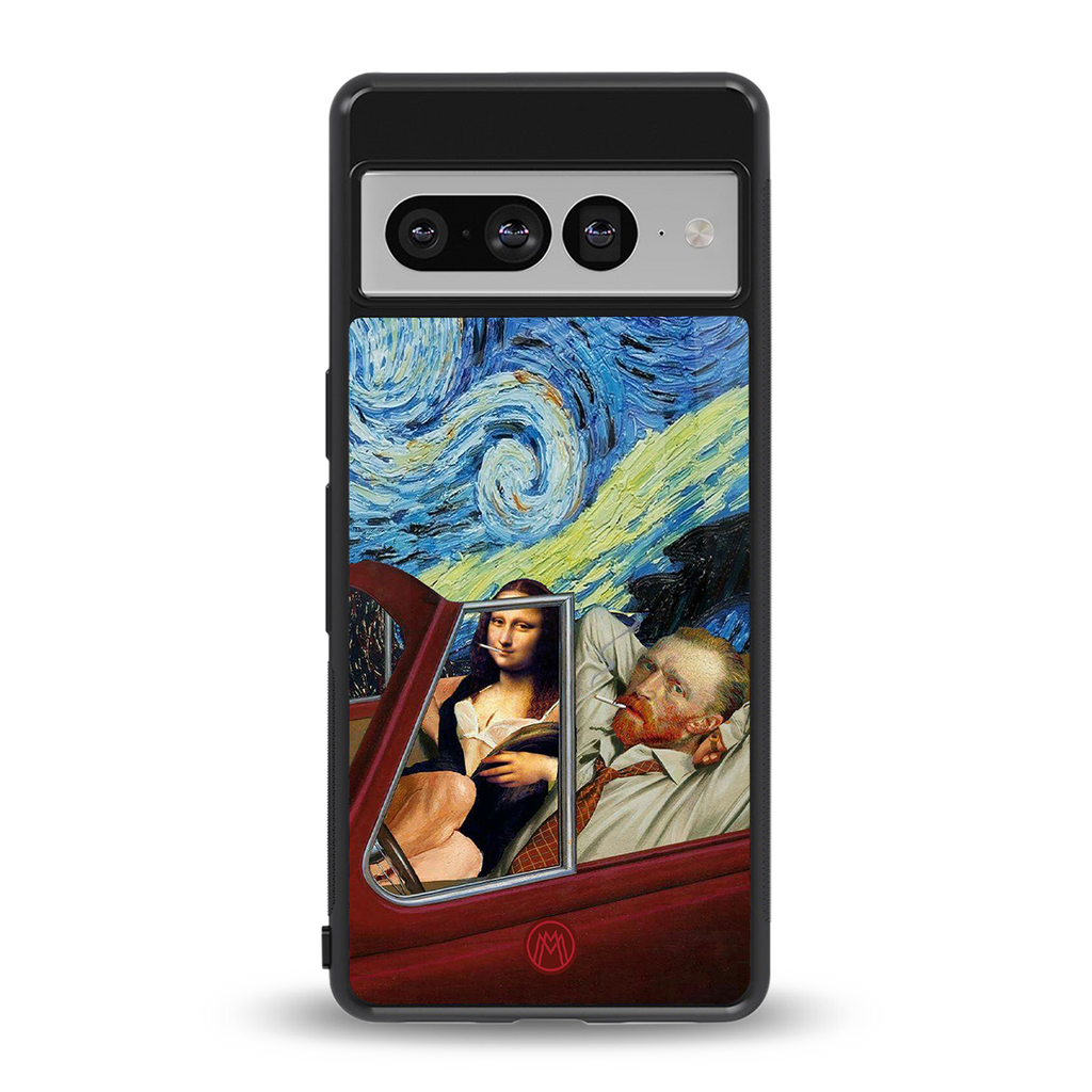 mona lisa x van gogh back phone cover | glass case for google pixel 7 pro
