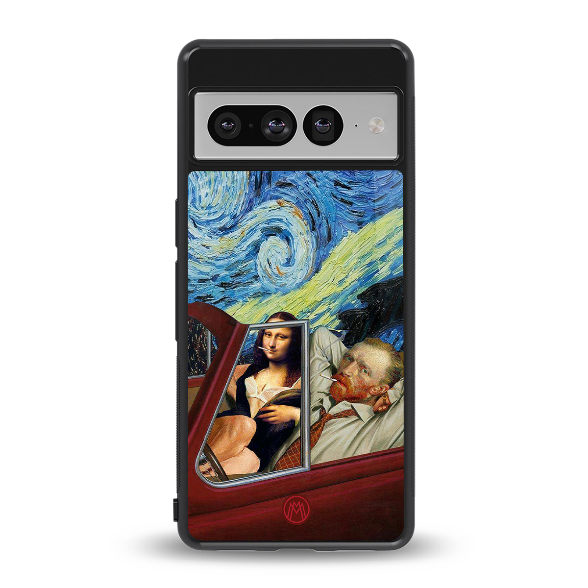 mona lisa x van gogh back phone cover | glass case for google pixel 7 pro