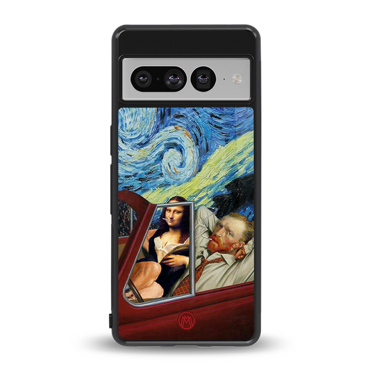 mona lisa x van gogh back phone cover | glass case for google pixel 7 pro