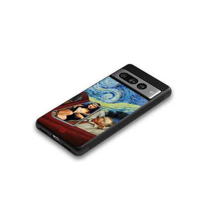 mona lisa x van gogh back phone cover | glass case for google pixel 7 pro