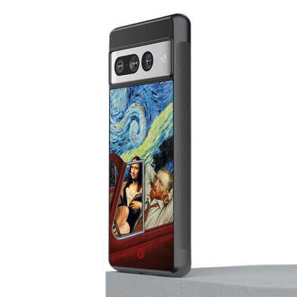 mona lisa x van gogh back phone cover | glass case for google pixel 7 pro