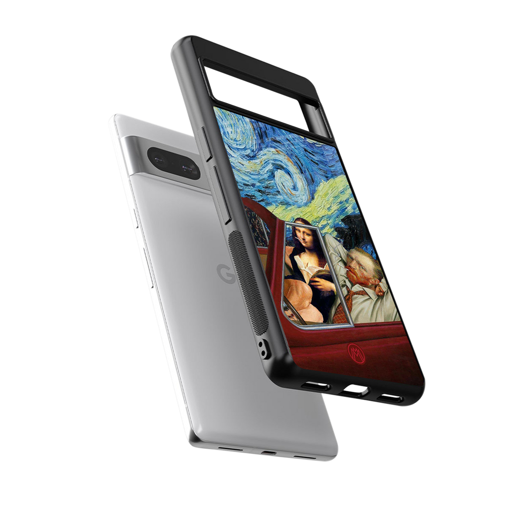 mona lisa x van gogh back phone cover | glass case for Google Pixel 7