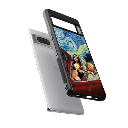 mona lisa x van gogh back phone cover | glass case for Google Pixel 7A