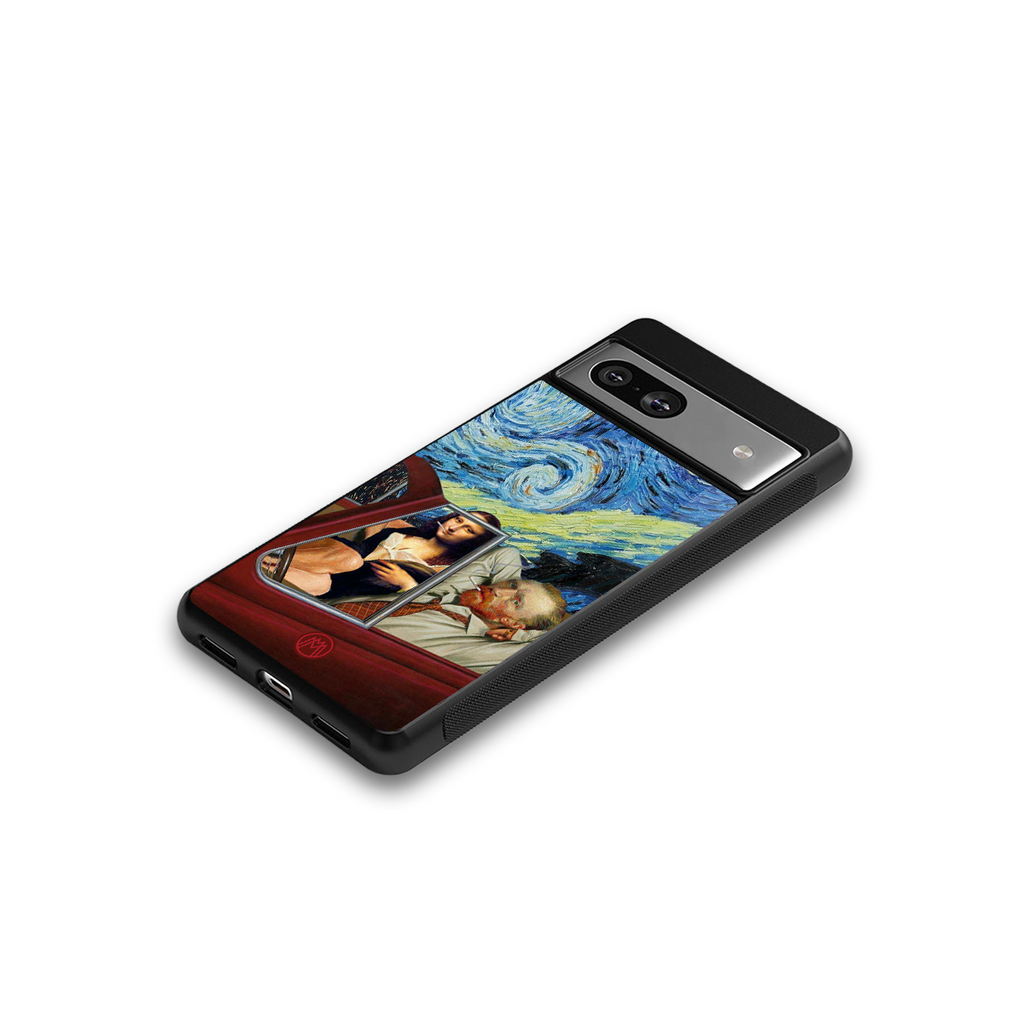 mona lisa x van gogh back phone cover | glass case for Google Pixel 7