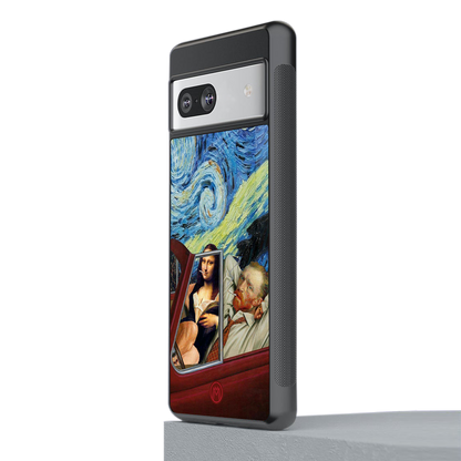 mona lisa x van gogh back phone cover | glass case for Google Pixel 7A