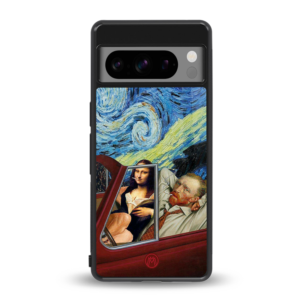 mona lisa x van gogh back phone cover | glass case for google pixel 8 pro
