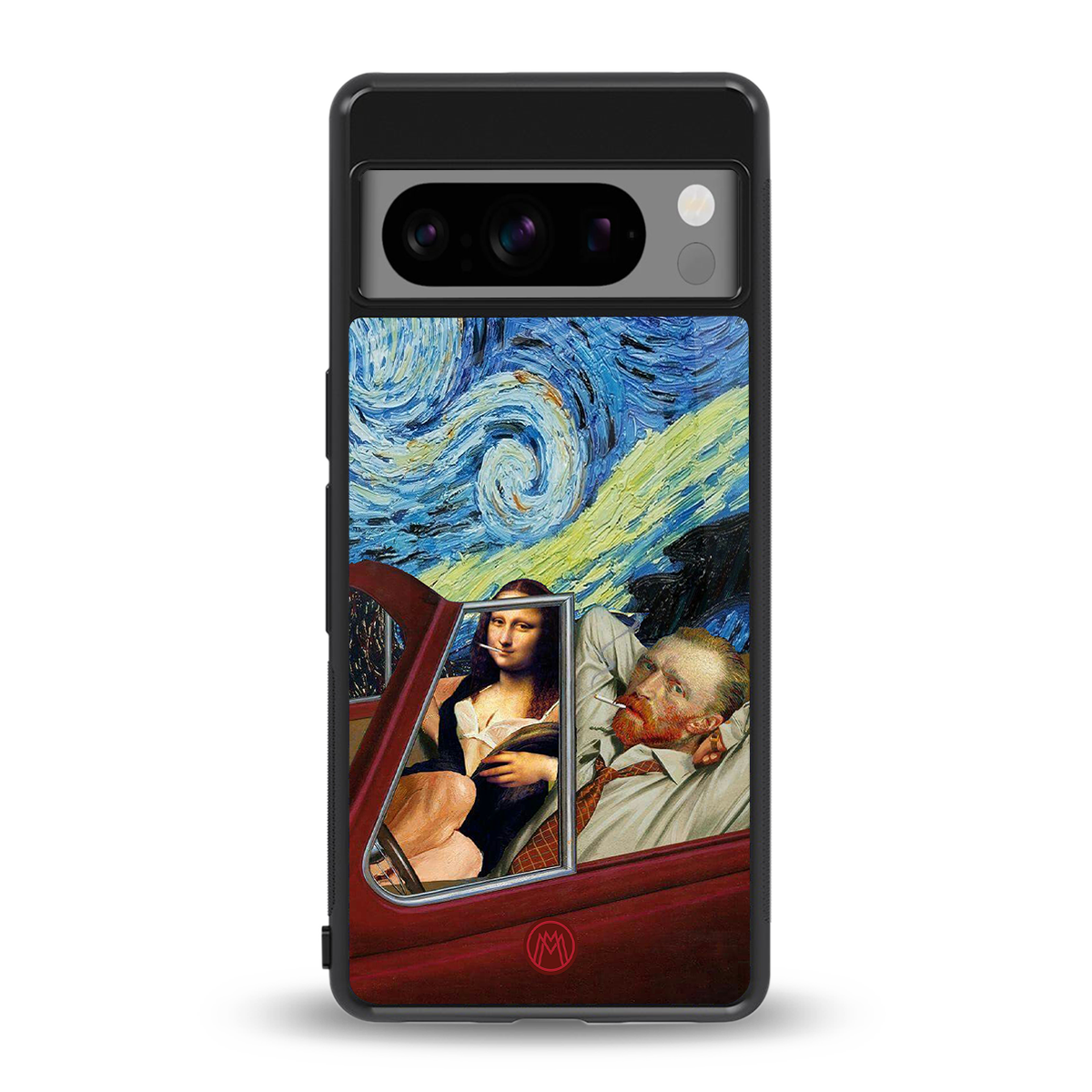 mona lisa x van gogh back phone cover | glass case for google pixel 8 pro