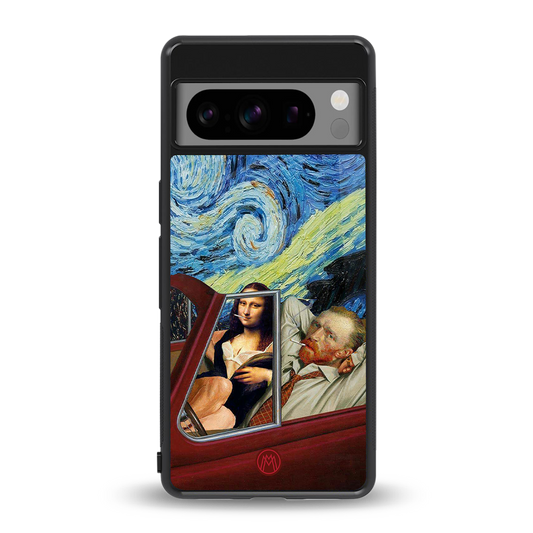 mona lisa x van gogh back phone cover | glass case for google pixel 8 pro