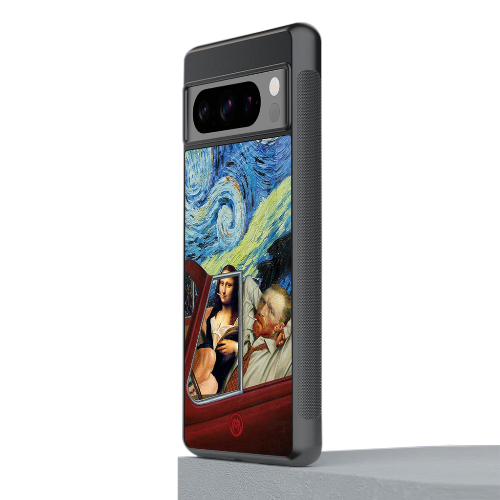 mona lisa x van gogh back phone cover | glass case for google pixel 8 pro