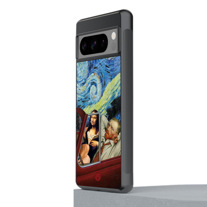 mona lisa x van gogh back phone cover | glass case for google pixel 8 pro