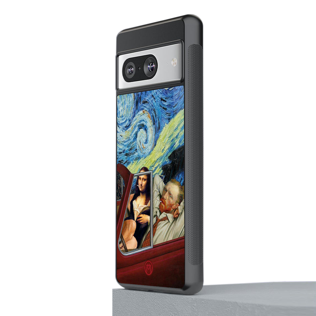 mona lisa x van gogh back phone cover | glass case for Google Pixel 8