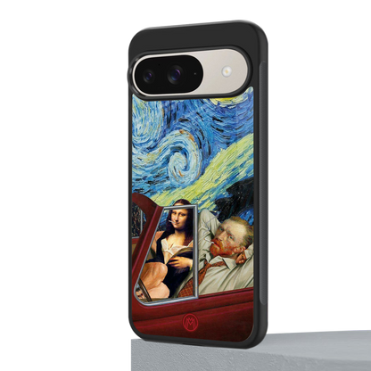 mona lisa x van gogh back phone cover | glass case for google pixel 9