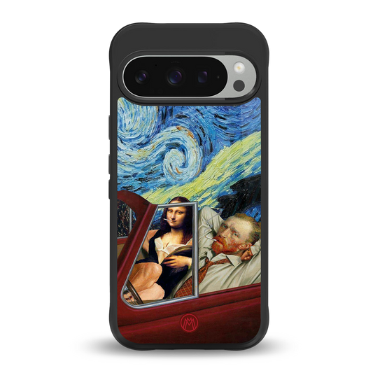 mona lisa x van gogh back phone cover | glass case for google pixel 9 pro