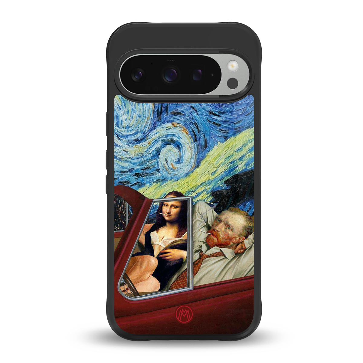 mona lisa x van gogh back phone cover | glass case for google pixel 9 pro xl