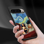 mona lisa x van gogh back phone cover | glass case for google pixel 9 pro xl