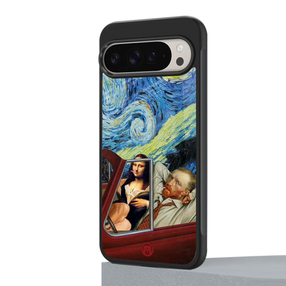 mona lisa x van gogh back phone cover | glass case for google pixel 9 pro