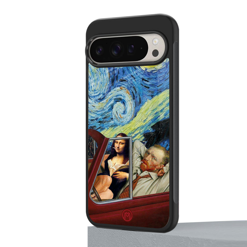 mona lisa x van gogh back phone cover | glass case for google pixel 9 pro xl