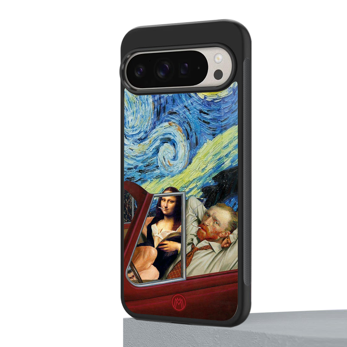 mona lisa x van gogh back phone cover | glass case for google pixel 9 pro xl