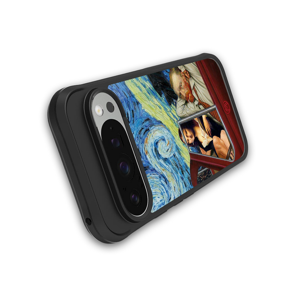 mona lisa x van gogh back phone cover | glass case for google pixel 9 pro