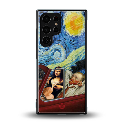 mona lisa x van gogh back phone cover | glass case for samsung galaxy s23 ultra