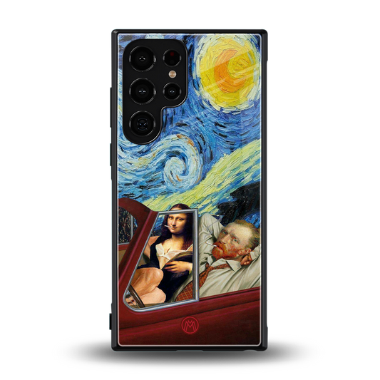 mona lisa x van gogh back phone cover | glass case for samsung galaxy s23 ultra