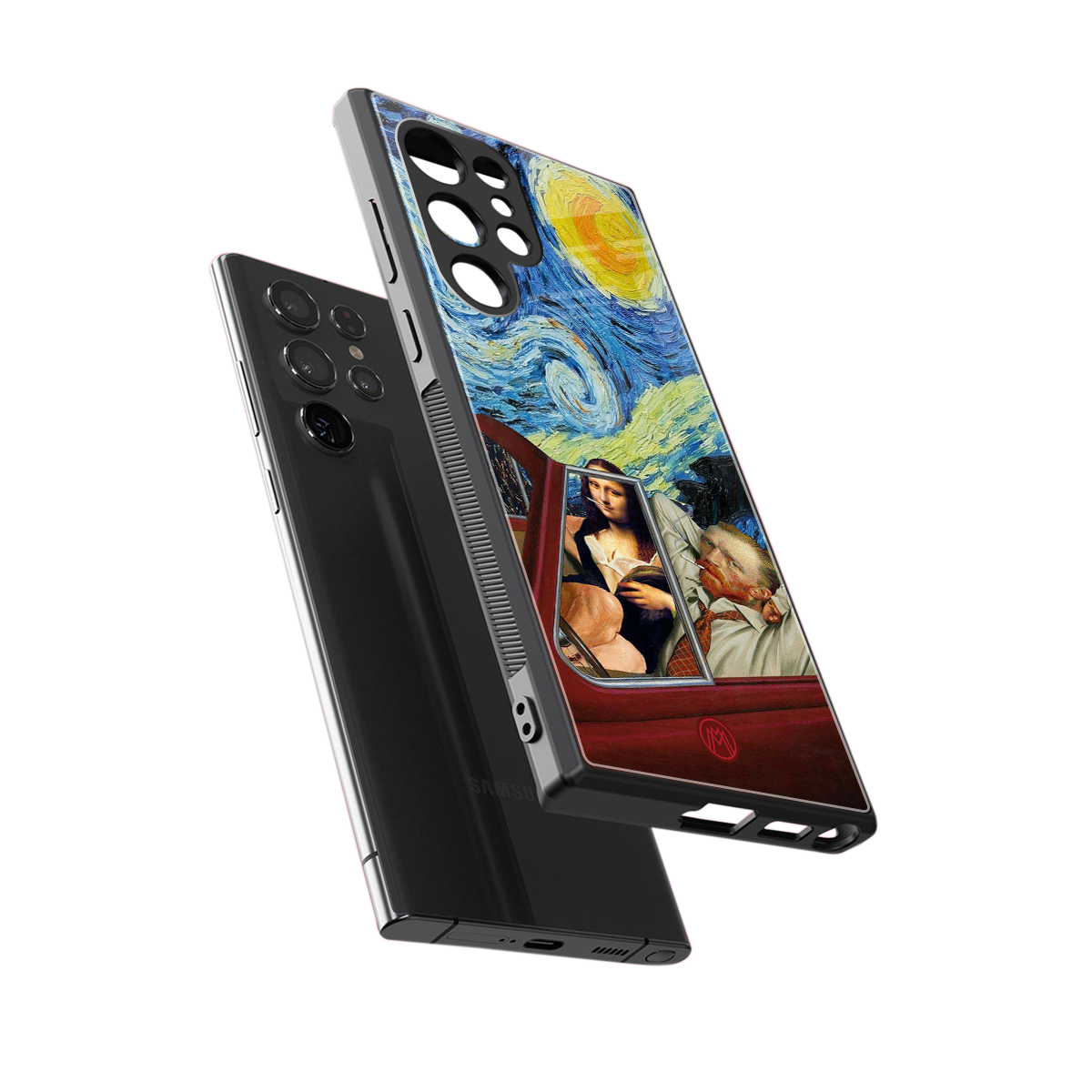 mona lisa x van gogh back phone cover | glass case for samsung galaxy s23 ultra