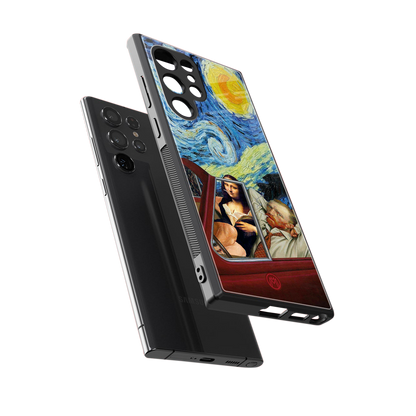 mona lisa x van gogh back phone cover | glass case for samsung galaxy s23 ultra