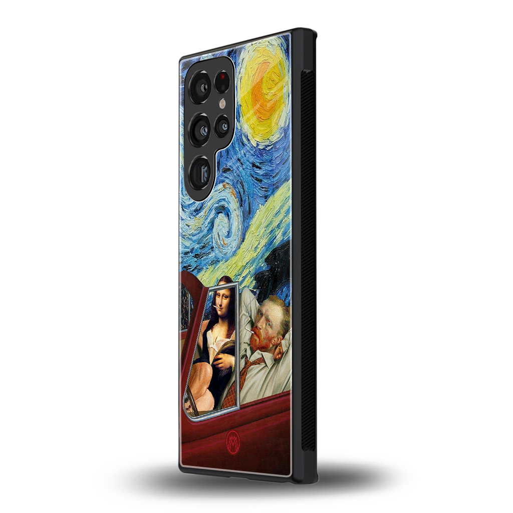 mona lisa x van gogh back phone cover | glass case for samsung galaxy s23 ultra
