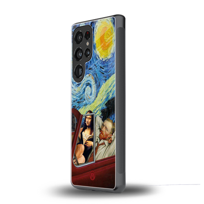 mona lisa x van gogh back phone cover | glass case for samsung galaxy s25 ultra