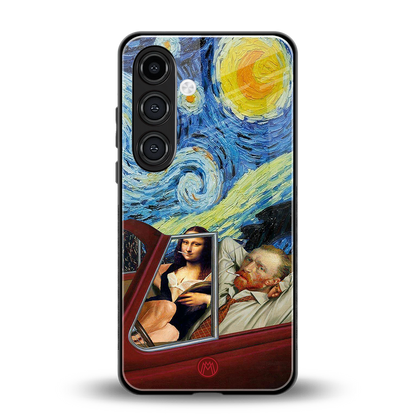 mona lisa x van gogh back phone cover | glass case for samsung galaxy s24 fe