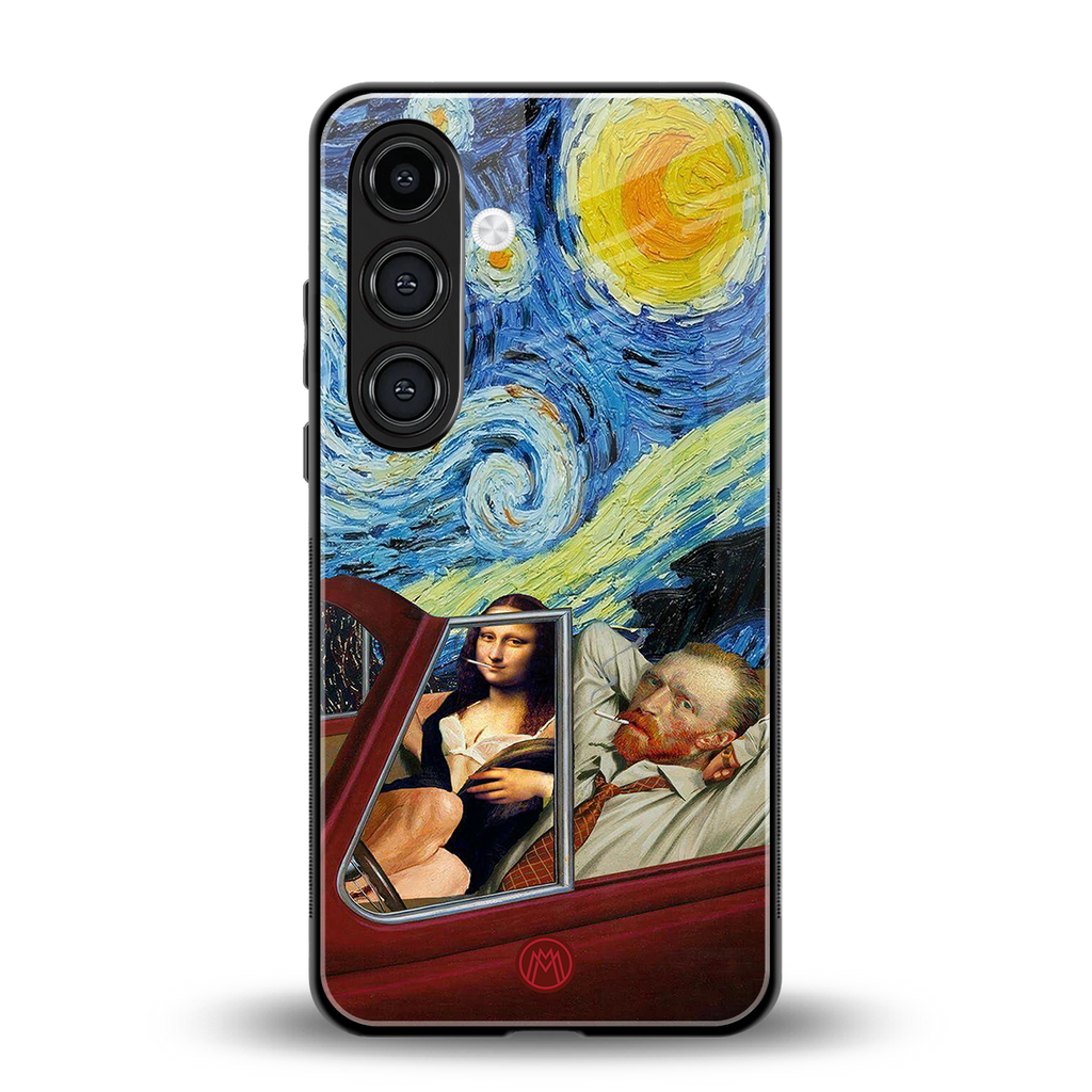 mona lisa x van gogh back phone cover | glass case for samsung galaxy s24 plus