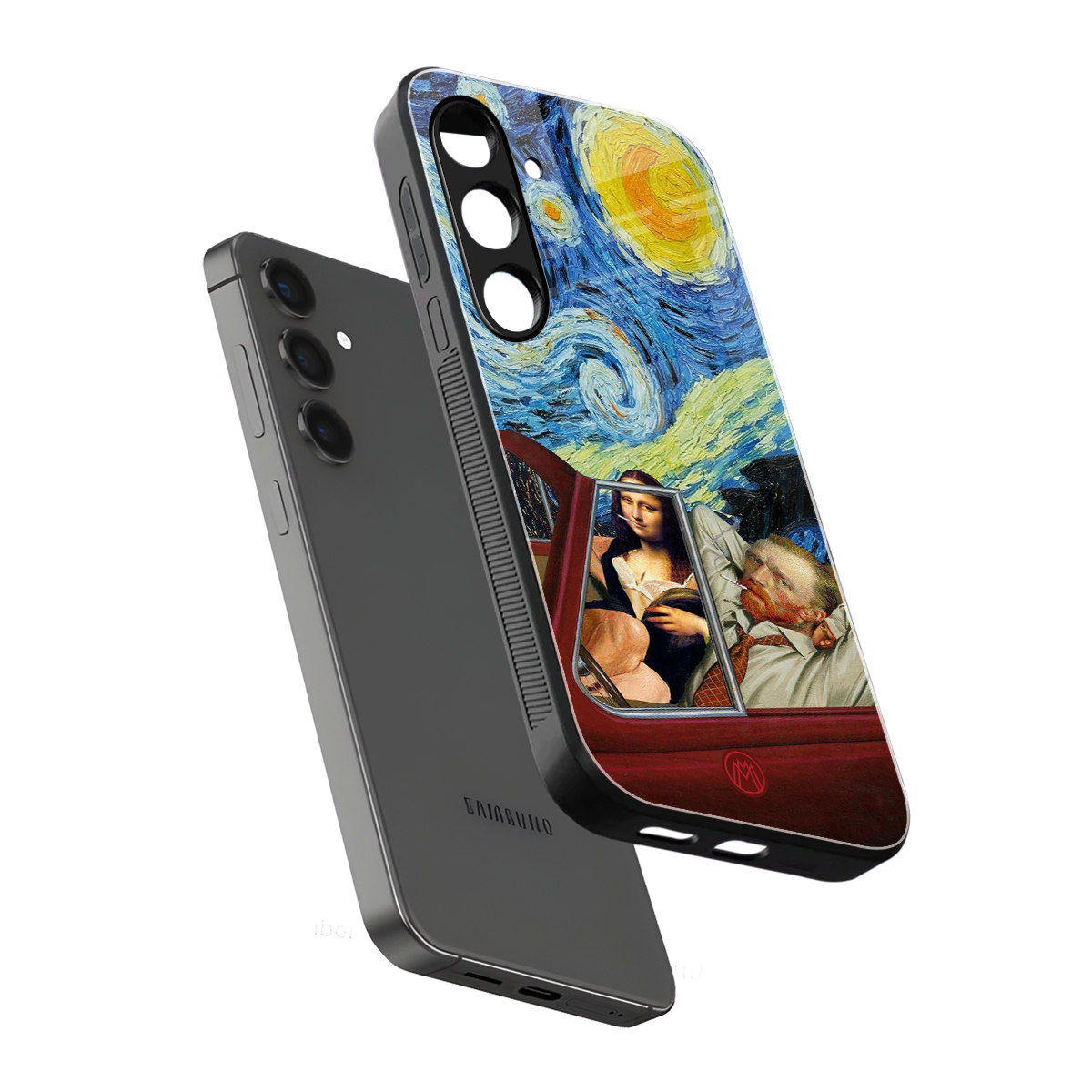 mona lisa x van gogh back phone cover | glass case for samsung galaxy s24 fe