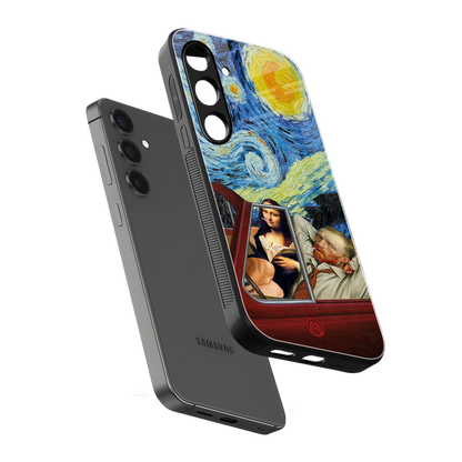 mona lisa x van gogh back phone cover | glass case for samsung galaxy s24 fe