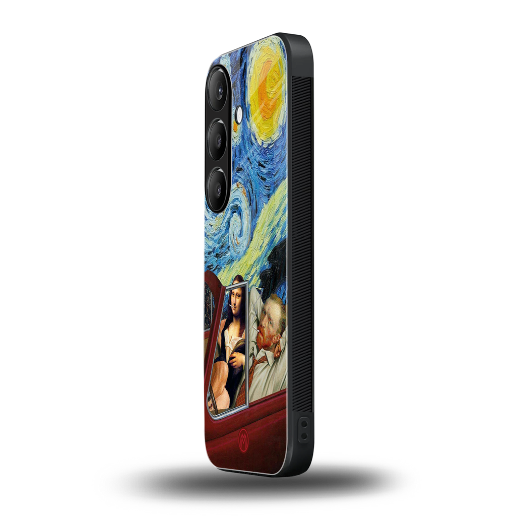mona lisa x van gogh back phone cover | glass case for samsung galaxy s24