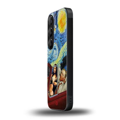 mona lisa x van gogh back phone cover | glass case for samsung galaxy s24 fe