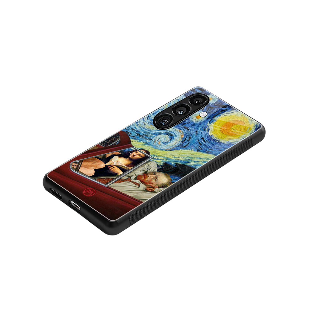 mona lisa x van gogh back phone cover | glass case for samsung galaxy s24 plus