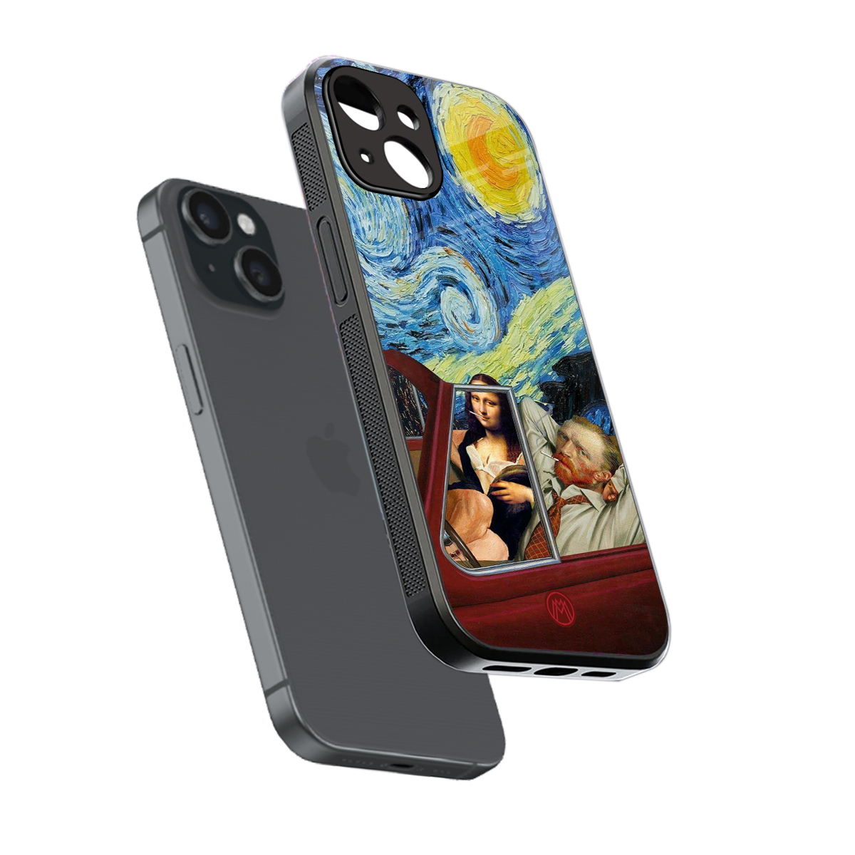 mona lisa x van gogh back phone cover | glass case for iphone 15