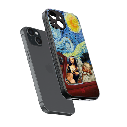 mona lisa x van gogh back phone cover | glass case for iphone 15