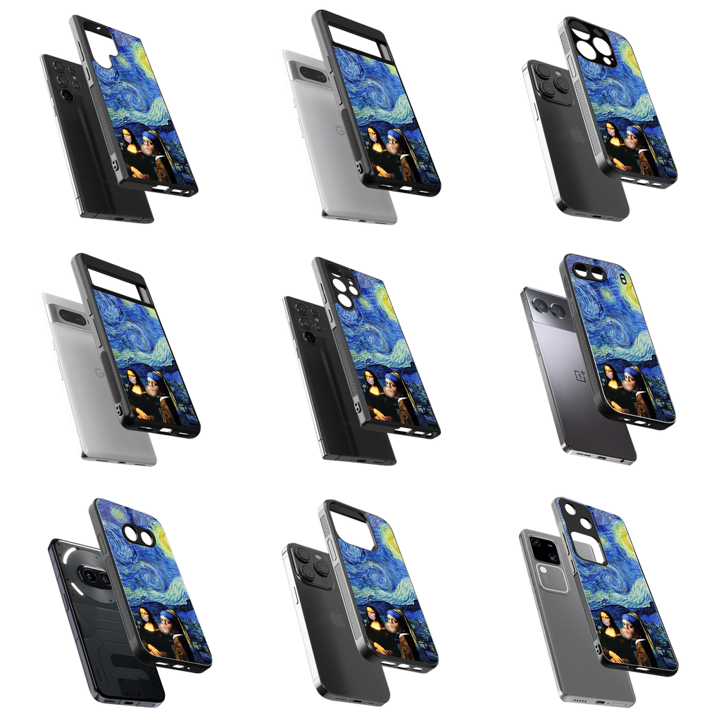 Durable Glass Back Mobile Case for iPhone, Samsung, OnePlus, Google Pixel, Redmi, Vivo, Oppo