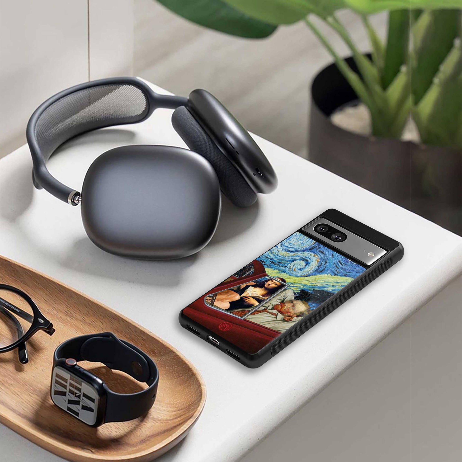 mona lisa x van gogh back phone cover | glass case for oneplus nord ce 3