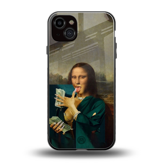money lisa back phone cover | glass case for iphone 15 plus