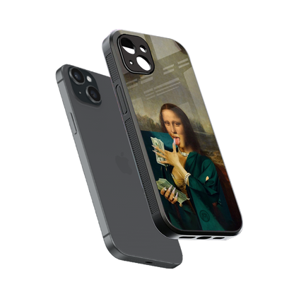 money lisa back phone cover | glass case for iphone 15 plus