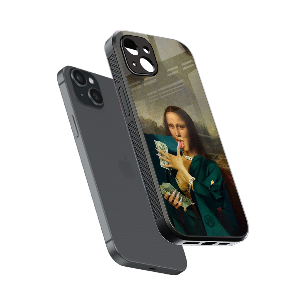 money lisa back phone cover | glass case for iphone 14 plus