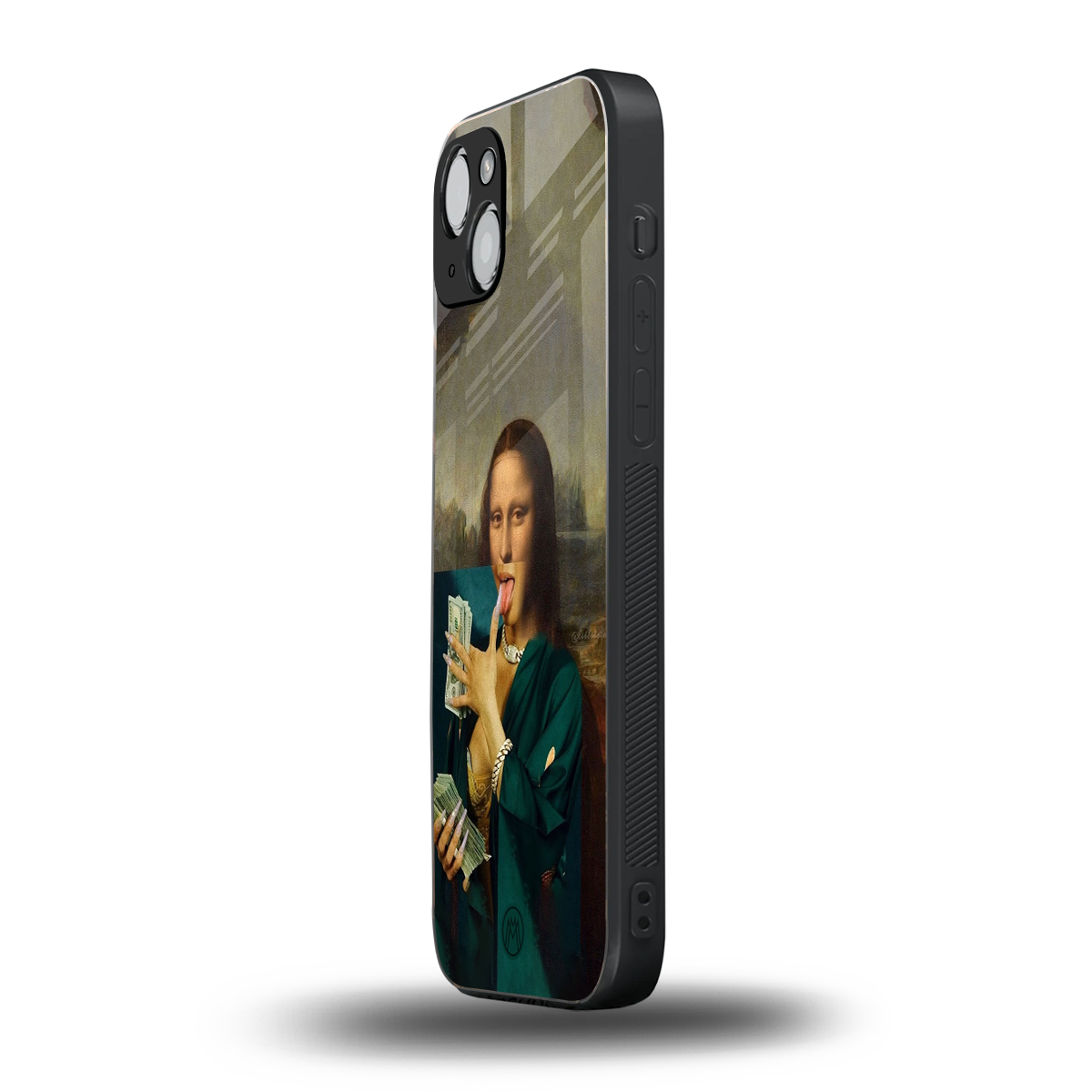 money lisa back phone cover | glass case for iphone 15 plus