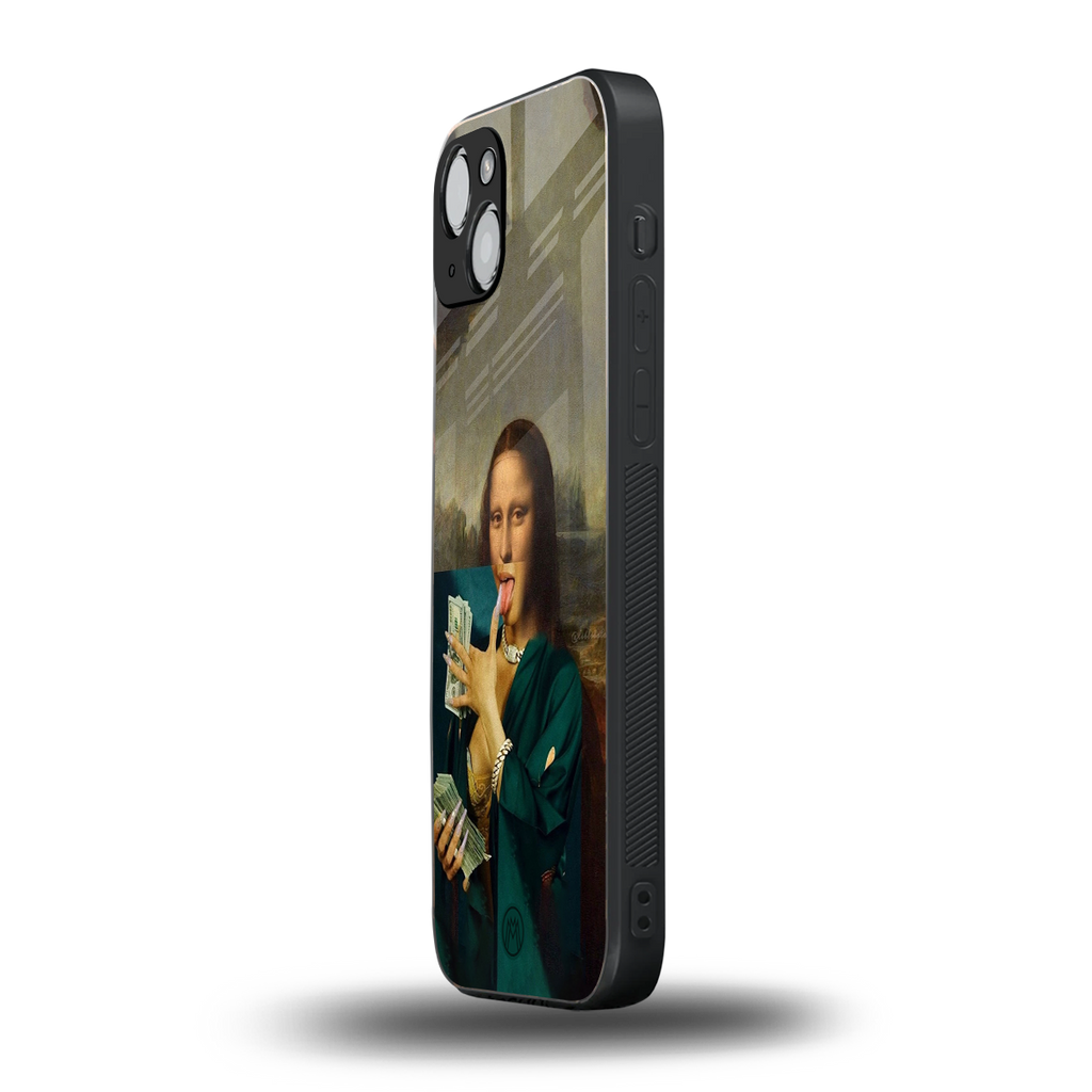 money lisa back phone cover | glass case for iphone 14 plus