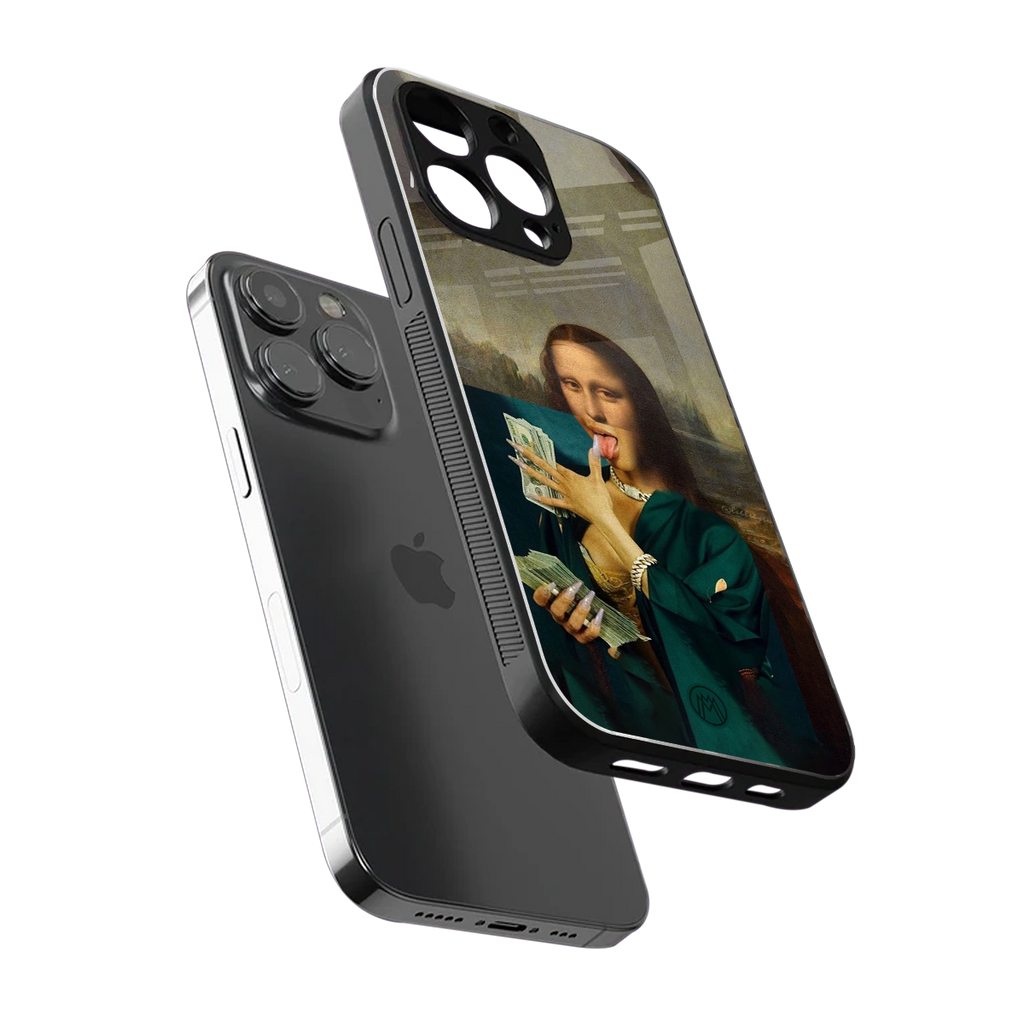 money lisa back phone cover | glass case for iphone 15 pro max